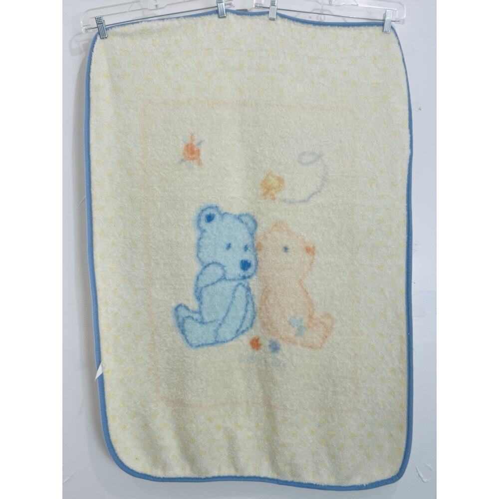 VTG Child of Mine Baby Blanket Yellow Blue Teddy 2 Bear Bird Sun Plush Throw Sof - Picture 14 of 16
